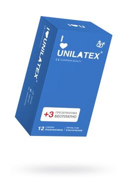 Презервативы Unilatex, natural plain, гладкие, классические, 19 см, 5,4 см, 15 шт.