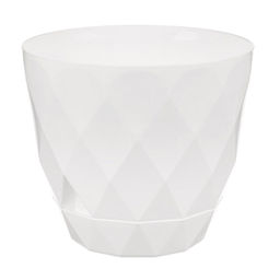 Горшок для цветов пластмассовый "Laurel" 1,3л, д14,5см, h12,5см, с поддоном, белый, Idiland (Россия)