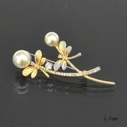 Брошь Стрекозы 7 см / 59-9 /уп 12/ с жемчугом/ золото - Галеонтрейд фото 2