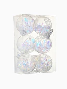 Ёлочные игрушки Прозрачный лист, шары новогодние, d=8 см, набор 6 шт. - Зимнее волшебство фото 6