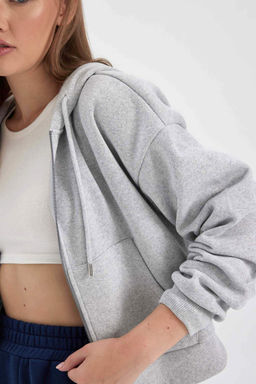 Толстовка на молнии с капюшоном Cool Regular Fit - Defacto фото 5