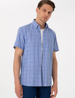 Mavi Regular Fit Kareli K_sa Kollu G_mlek