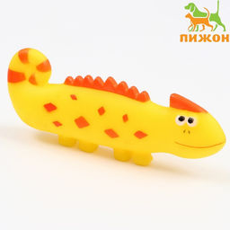Игрушка пищащая Хамелеон для собак, 19 см, жёлтая