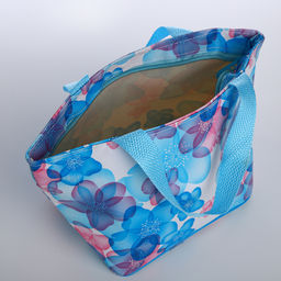 Косметичка-сумка на молнии, большая, с принтом Яблоня, голубая - Simaland фото 3