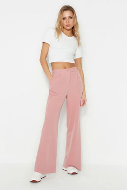 Siyah Yuksek Bel Wide Leg/Genis Paca Pileli Dokuma Kumas Pantolon TWOAW21PL0076