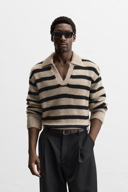 STRIPED KNIT POLO SHIRT