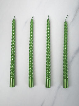 Свеча стержень 4 штуки 25 см витая глянец / LY-153 /уп 144/ зеленая - ГалеонТрейд фото 7