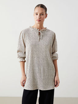 Ba?lamal? Yaka Desenli Kad?n Bluz