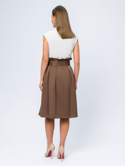 Юбка кофейного цвета расклешенная длины миди - 1001dress фото 3