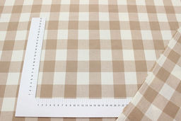 Вареный (стираный) хлопок Клетка (3.0*3.5см) цв.бежевый/молочный, ш.2.5м, хл-100%, 115гр/м.кв - Купава фото 2