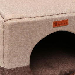 Дом трансформер Квадрат, рогожка, поролон, 43 х 42 х 34 см, бежево-коричневый - Пижон фото 5