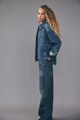 RELAXED OVERSIZE TAPERED HIGH-WAIST TRF JEANS - Zara фото 2