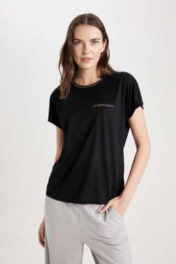 Футболка с круглым вырезом и короткими рукавами - Defacto фото 4