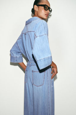 JEANS Z1975 WIDE LEG TIRO MEDIO PINZAS / Azul medio - Zara фото 6