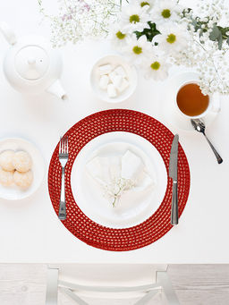 Салфетка сервировочная D38, 1 штука красный полиэстер