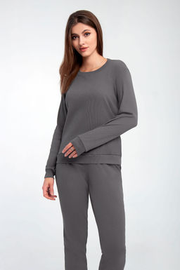 Арт. 10806/8 Пижама с брюками 42-50 (5 шт) Цвет:верх-темно-серый,низ-темно-серый