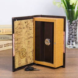 Шкатулка книга-сейф «Карта мира», дерево, искусственная кожа, 17×11×5 см