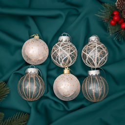 Ёлочные игрушки Зимняя долина, шары новогодние, d=6 см, набор 6 шт., бежевый - Зимнее волшебство фото 3