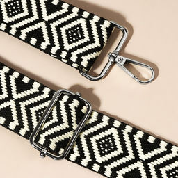 Ручка для сумки «Орнамент», стропа, 135±3×3.8 см, чёрная, белая