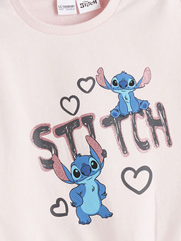 Stitch Bask?l? K?z ?ocuk Sweatshirt ve Tayt Pantolon 2li