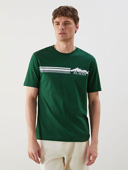 Bisiklet Yaka Bursa Bask?l? Penye Erkek Ti??rt