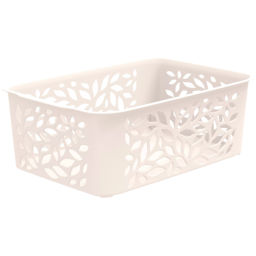 Цена за 3 шт. Корзина для хранения универсальная LEAVES, молочный, 22.2*15.3*8.1см / 2.3л