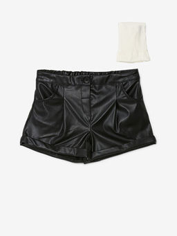 Beli Lastikli Suni Deri K?z ?ocuk ?ort