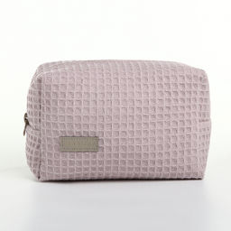 Косметичка женская на молнии TEXTURA, объёмная, средняя, мягкая, вафельная текстура, пыльно-розовая  фото 5