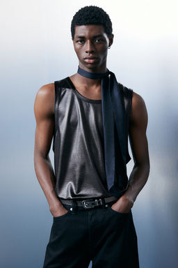 Camiseta de deporte satinada sin mangas Loose Fit