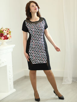 Платье женское в горох для работы повседневное прямое - Almond фото 6