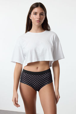 Siyah-Cok Renkli 3lu Paket Pamuklu Y?ld?z Desenli Hipster Orme Kulot THMAW25KU00008 - Trendyolmilla фото 2