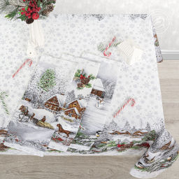 Набор подарочный "Студеная пора" 150*223; 45*60/Скатерть: 1 шт. - 150*223; Полотенца: 3 шт. - 45*60