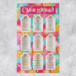 Цена за 2 шт. Открытка поздравительная «С днем рождения», 13×20.5 см