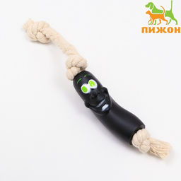 Игрушка Обугленная сосиска на верёвке для собак, 14 см, чёрная