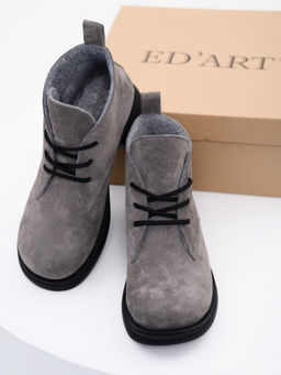 Ботинки 308.патрицияbl.Серый замок замша/байка