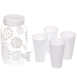 Кувшин пластиковый 3,8л "Летний микс" в наборе с 4-мя стаканами 650мл