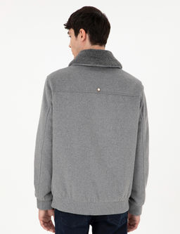 Gri Y_n Kar___ml_ Regular Fit Ka_e Mont