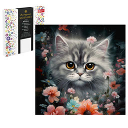 Алмазная мозаика арт. 68614 / 25 КОТИК В НОЧНОМ ПОЛЕ, размер: 30*30 см, (20 цветов страз, холст на п