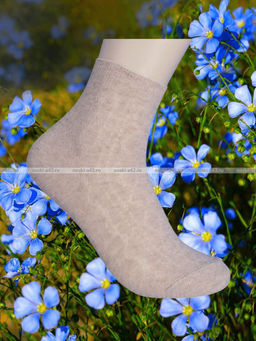 Цена за 5 пар.5 ПАР - Носки женские Белорусский лен с крапивой ажурные