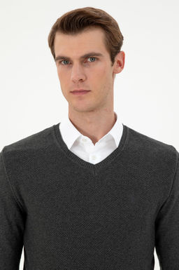 Мужской базовый свитер антрацитового меланжа - U.s. polo assn фото 2