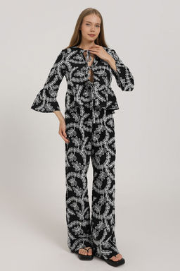 Ac?k Haki Nak?sl? Genis Paca Pantolon TWOSS25PL00129 - Trendyolmilla фото 5