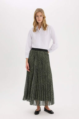 Pilise Desenli Sifon Maxi Etek - Defacto фото 4