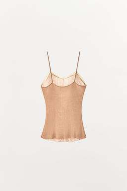 TOP PUNTO FINO ENCAJE / Salm?n - Zara фото 6