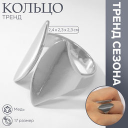 Кольцо металл Тренд два лепестка, цвет серебро, размер 17