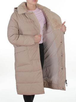 8806 BEIGE Пальто зимнее женское (200 гр. холлофайбер)