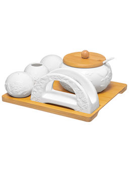 Набор 5 пр. 20,5*19,5*9,5 см "Птички на ветке"- Сахарн+Вазочка п/зуб.+набор д/спец. 2 пр, салфетниц