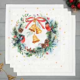 Набор салфеток сервировочных «Этель» Christmas bells, 40×40 см - 4 шт., 100% хлопок 100%, саржа 190 г/м²