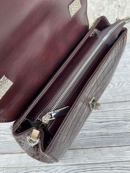 Женская лаковая сумка под крокодила HW-7711 Кофе - Sergio valentini фото 5