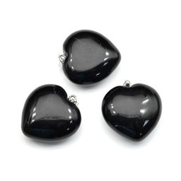 Кулон из обсидиана черного сердце 30*30мм