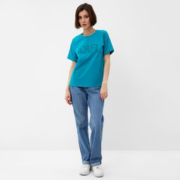 Футболка женская MINAKU Fuck, голубая, размер 46